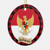 インドネシア国旗、レッドバッファロー・プレイド&インドネシア国旗 セラミックオーナメント (左)