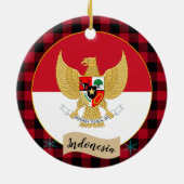 インドネシア国旗、レッドバッファロー・プレイド&インドネシア国旗 セラミックオーナメント (裏面)