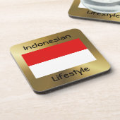 インドネシア国旗+文字コースター コースター (左側)