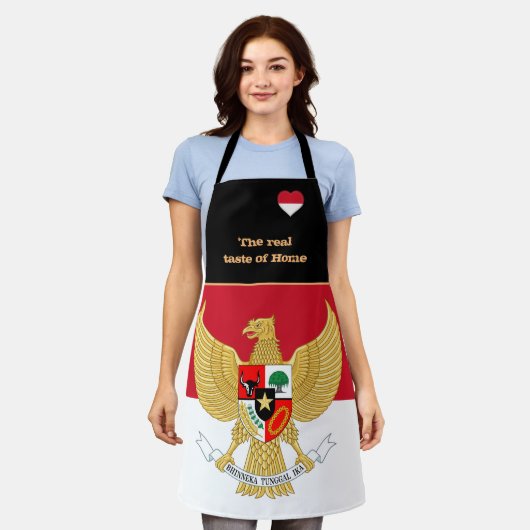 インドネシア国旗/料理 エプロン (着用した状態)