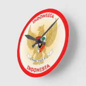 インドネシア国章サークル形状 ラウンド壁時計 (傾斜)