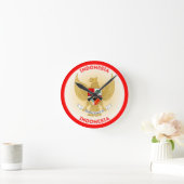 インドネシア国章サークル形状 ラウンド壁時計 (ホーム)