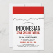 インドネシア料理 | パーティーフラグ白招待状 招待状 (正面)