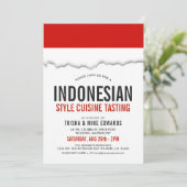 インドネシア料理 | パーティーフラグ白招待状 招待状 (スタンド正面)