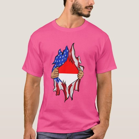 インドネシア誇りを持った国旗 Tシャツ (正面)