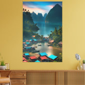 インドネシア魚釣り村 キャンバスプリント (インサイチュ (リビング))