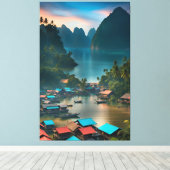 インドネシア魚釣り村 キャンバスプリント (インサイチュ (ウッドフロア))