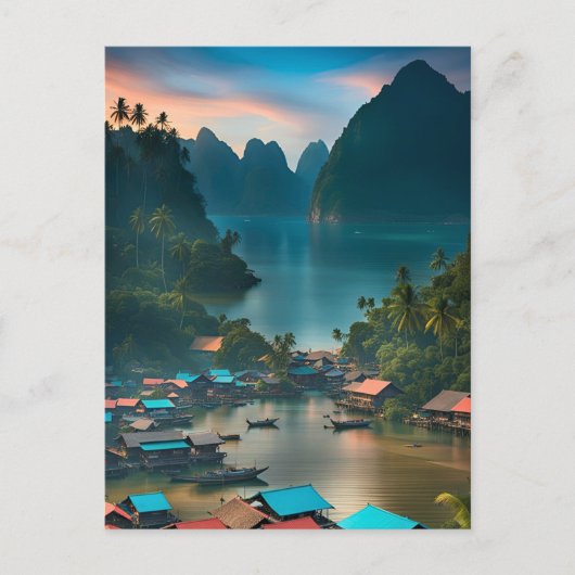 インドネシア魚釣り村 ポストカード (正面)