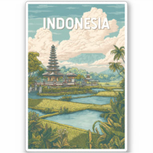 インドネシア イラスト 旅行 アート ビンテージ シール