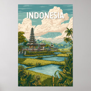 インドネシア イラスト 旅行 アート ヴィンテージ ポスター