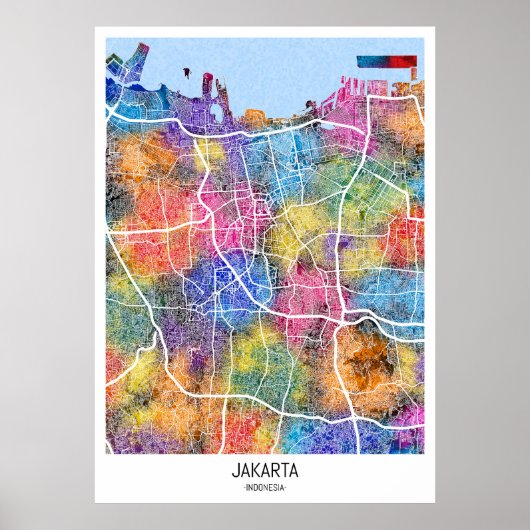 インドネシア ジャカルタ市地図 ポスター (正面)