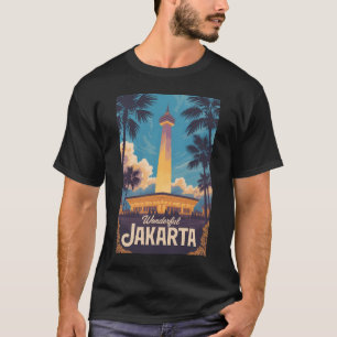 インドネシア ジャカルタ イラスト 旅行 アート ヴィンテージ Tシャツ