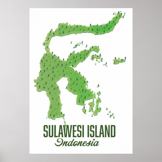 インドネシア・スラウェシ島の地図 ポスター (正面)