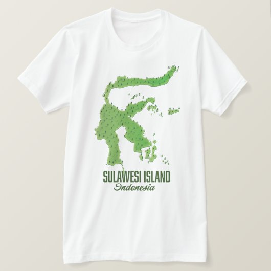 インドネシア スラウェシ島の地図 Tシャツ (デザイン正面)