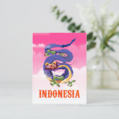 インドネシア ドラゴン レトロ 旅行ポスター ポストカード (スタンド正面)