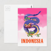インドネシア ドラゴン レトロ 旅行ポスター ポストカード (正面/裏面)
