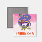 インドネシア ドラゴン レトロ 旅行ポスター マグネット (正面/裏面)