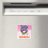 インドネシア ドラゴン レトロ 旅行ポスター マグネット (インサイチュ (食洗機))