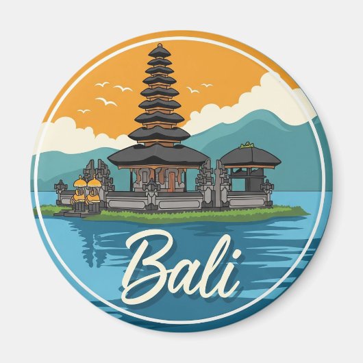 インドネシア バリ島 ウルンダヌ寺院 旅行 アブストラクト マグネット (正面)