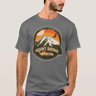 インドネシア ブロモ山 火山 ハイキング キャンプ レトロ Tシャツ