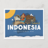 インドネシア 伝統的な帽子 旅行 ポストカード (正面)