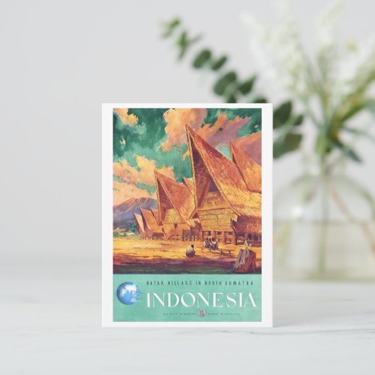 インドネシア、北スマトラのバタックビレッジ ポストカード (スタンド正面)