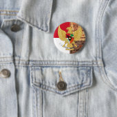 インドネシア- Garuda Pancasilaのろうけつ染めの旗の紋章 缶バッジ (インサイチュ)