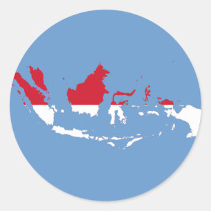 インドネシアID、ジャカルタ、国旗の地図 ラウンドシール