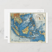 インドネシフランスのアのヴィンテージ地図 ポストカード (正面/裏面)