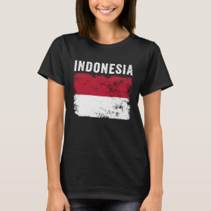 インドネシ動揺してア国旗の男性と女性の子供のインドネシア Tシャツ