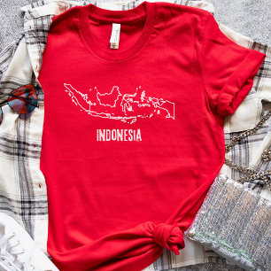 インドネシ縁どア国地図 Tシャツ