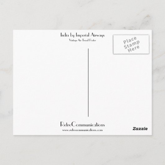 インドバイインペリアルエアウェイズ ポストカード (裏面)