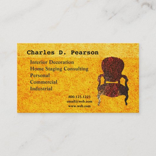 インドパターンエレガントで華美なヴィンテージの肘掛け椅子 名刺 (正面)