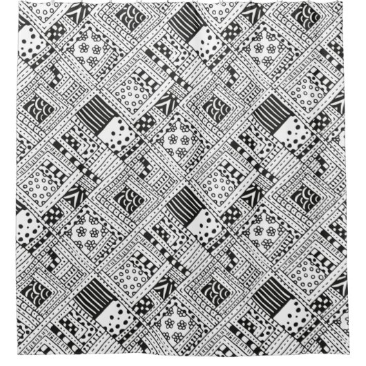 インドパターン落書き シャワーカーテン (正面)