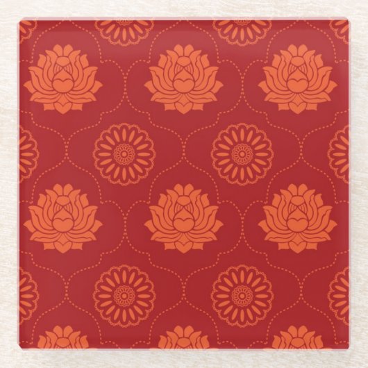 インドパターン ガラスコースター (正面)