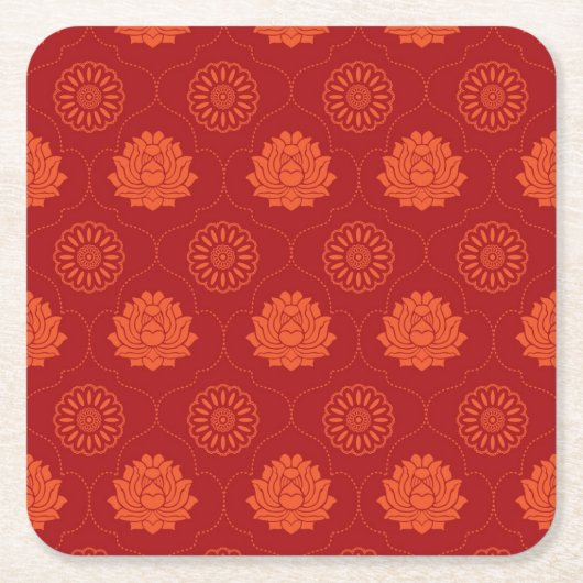 インドパターン スクエアペーパーコースター (正面)