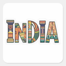 「インドプライドステッカー：あなたの精神を見せる」 スクエアシール