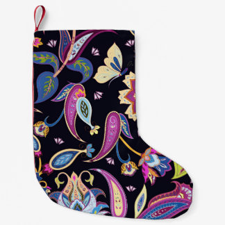 インドペイズリーシームレスフローラオーナメント スモールクリスマスストッキング