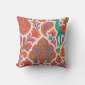 インドボヘミアカラフルジプシースタイル水彩画 クッション (正面)