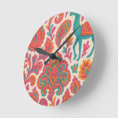 インドボヘミアカラフルジプシースタイル水彩画 ラウンド壁時計 (傾斜)