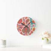 インドボヘミアカラフルジプシースタイル水彩画 ラウンド壁時計 (ホーム)