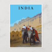 インドレトロスタイルゾウ旅行 ポストカード (正面)