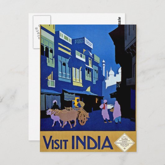 インドヴィンテージ旅行アートを訪れる ポストカード (正面/裏面)
