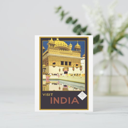 インドヴィンテージ旅行アートを訪れる ポストカード (スタンド正面)