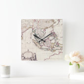 インド及び東のインディの地図 スクエア壁時計 (ホーム)