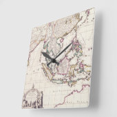 インド及び東のインディの地図 スクエア壁時計 (傾斜)