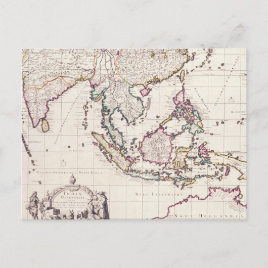 インド及び東のインディの地図 ポストカード (正面)