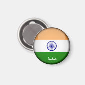 インド国旗とアジア – 旅行/スポーツファン マグネット (正面/裏面)