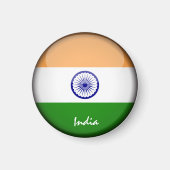 インド国旗とアジア – 旅行/スポーツファン マグネット (正面)