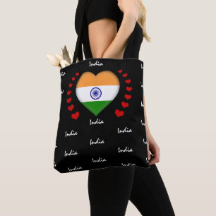 インド国旗とハート、インディアン国旗ファッション/sport トートバッグ